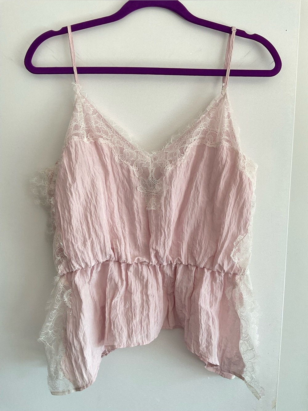 EUC Zara Pale Pink Lace-Trim Cami top - Picture 2 of 8